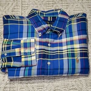 Polo Ralph Lauren Men's XL Plaid Long Sleeve Casual Button Down Shirt Blue Green